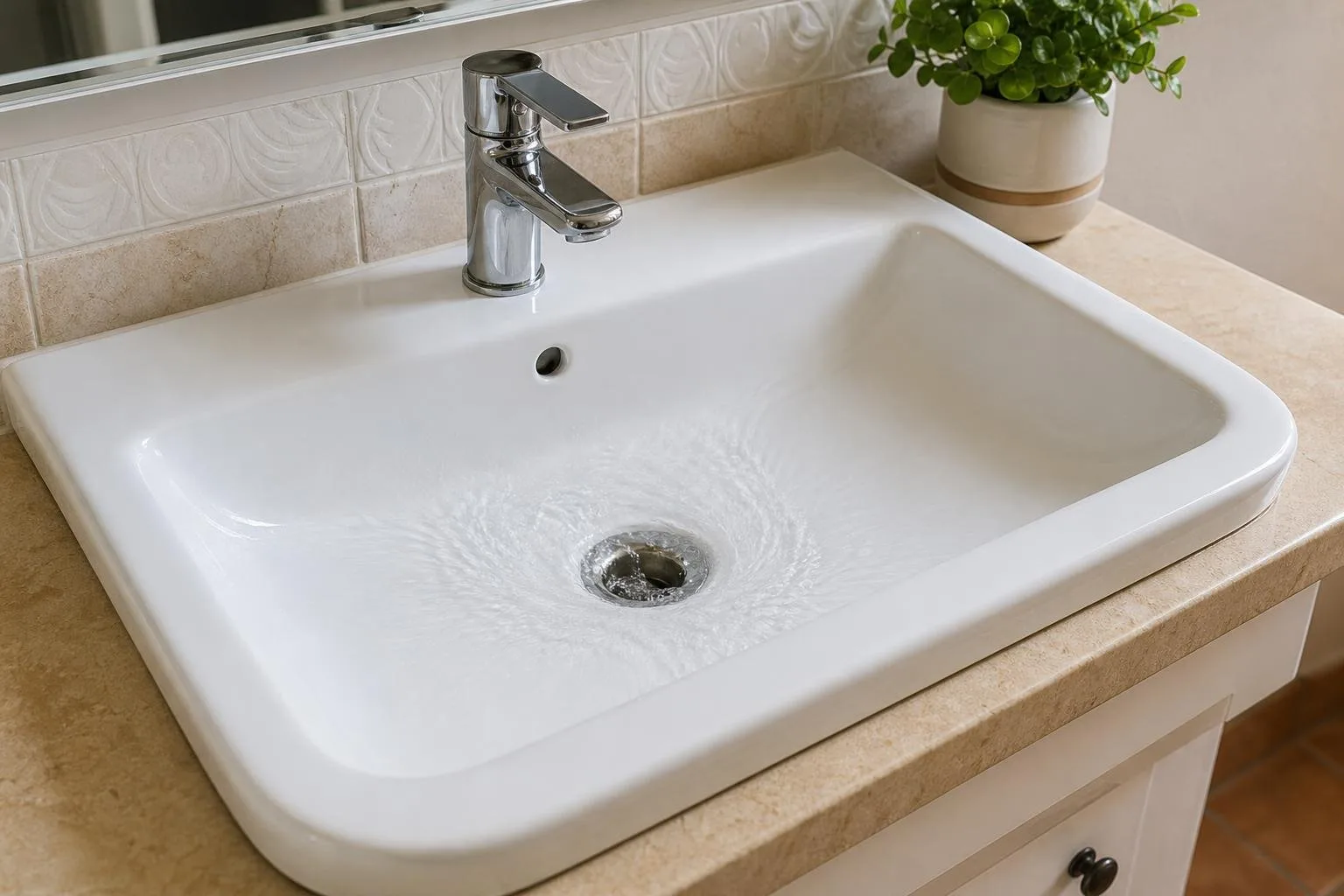 Inodoro limpio en un baño ordenado