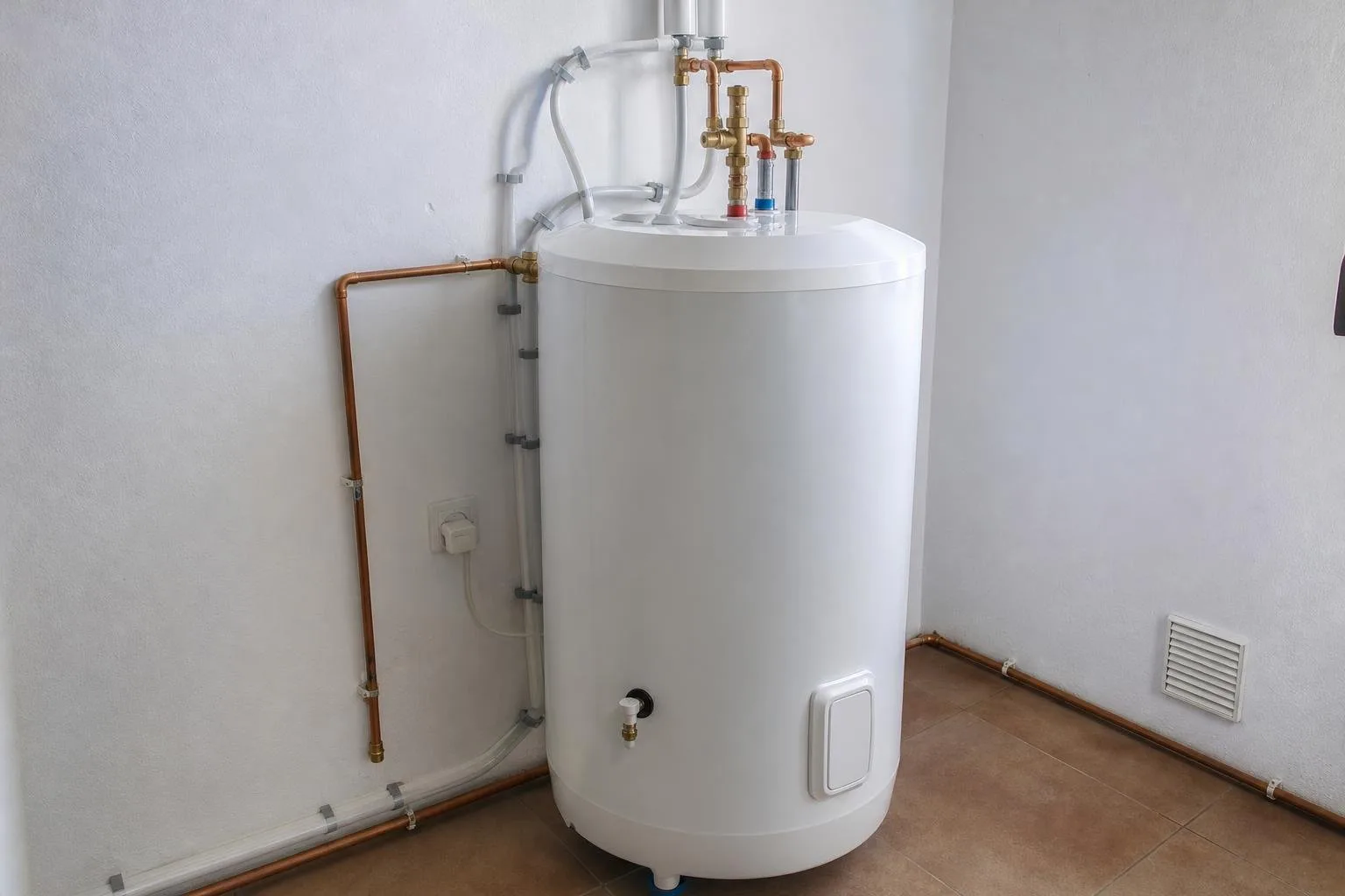 Caja de herramientas de fontanero junto a un lavabo